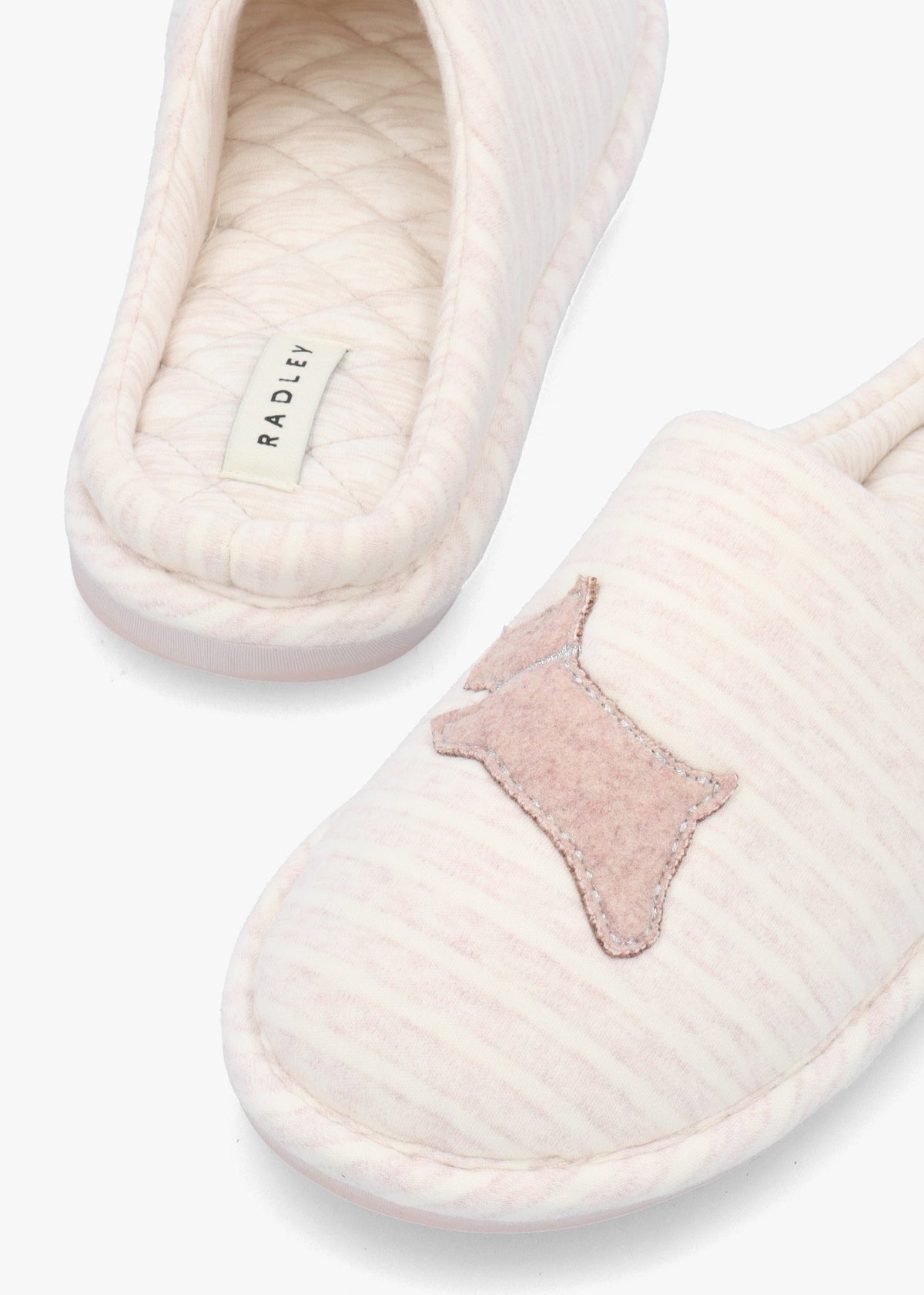 Hadley Jersey Stripe Pale Pink Mule Slippers