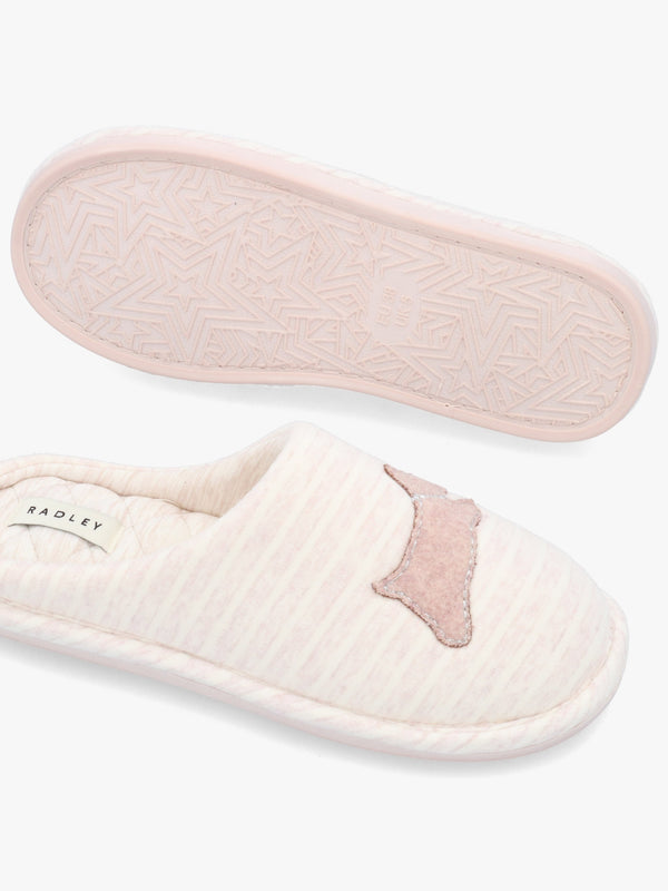 Hadley Jersey Stripe Pale Pink Mule Slippers