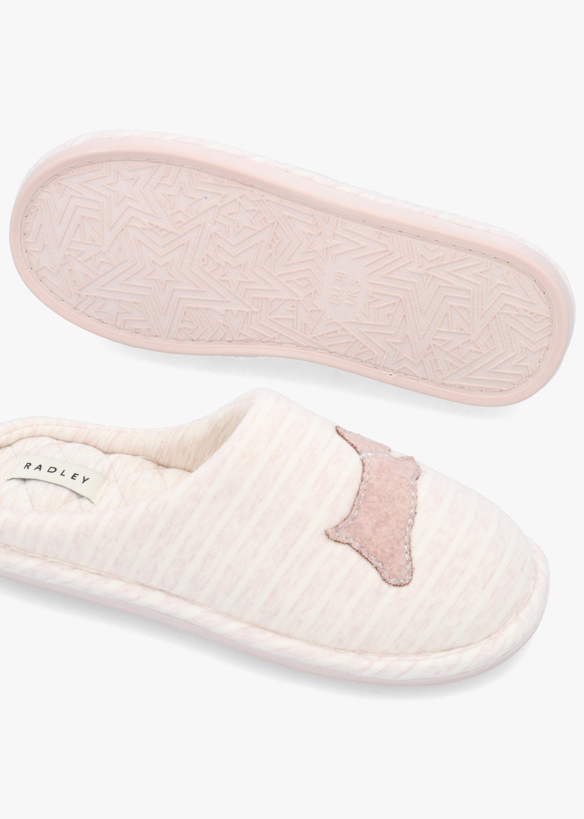 Hadley Jersey Stripe Pale Pink Mule Slippers