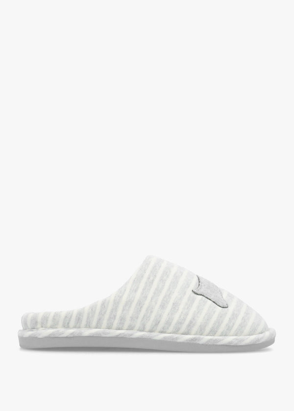 Hadley Jersey Stripe Grey Mule Slippers