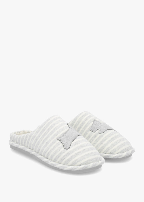 Hadley Jersey Stripe Grey Mule Slippers