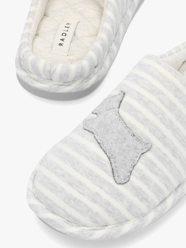 Hadley Jersey Stripe Grey Mule Slippers