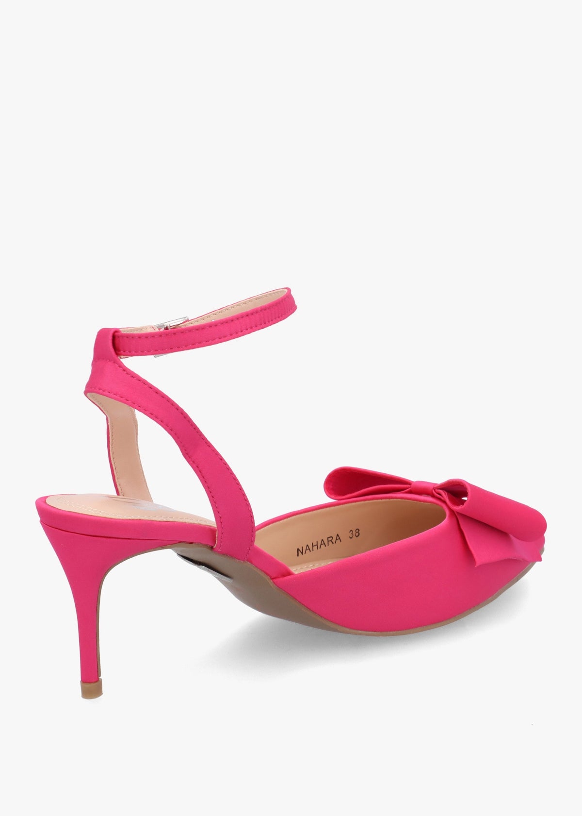 Nahara Pink Satin Bow Low Heel Court Shoes