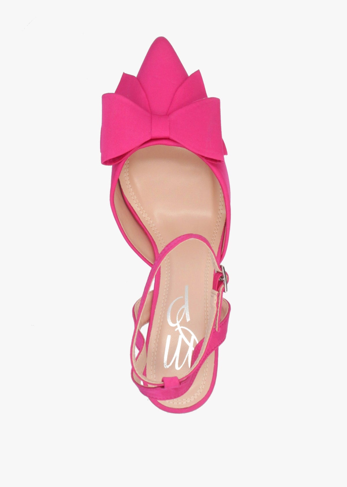 Nahara Pink Satin Bow Low Heel Court Shoes