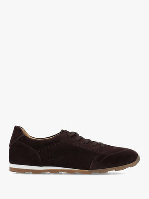 Ginny Brown Suede Perforated Low Profile Trainers