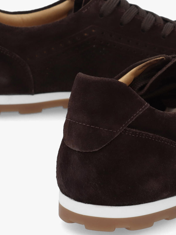 Ginny Brown Suede Perforated Low Profile Trainers