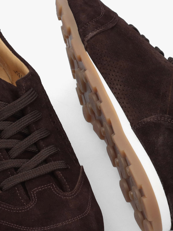 Ginny Brown Suede Perforated Low Profile Trainers