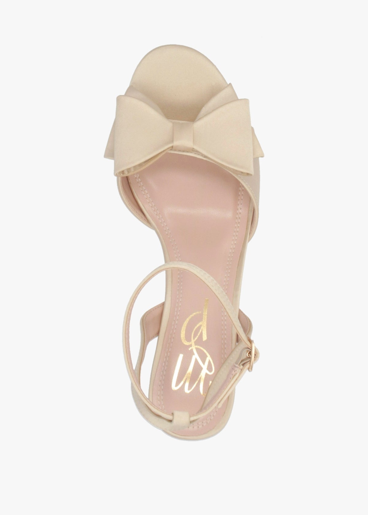 Lotty Muted Gold Satin Bow Low Heel Sandals