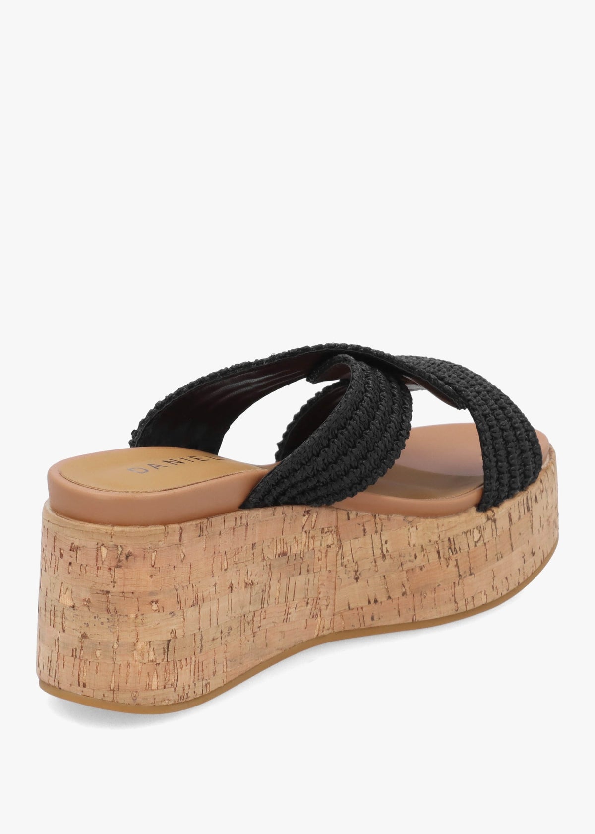 River Black Woven Raffia Flatform Mules