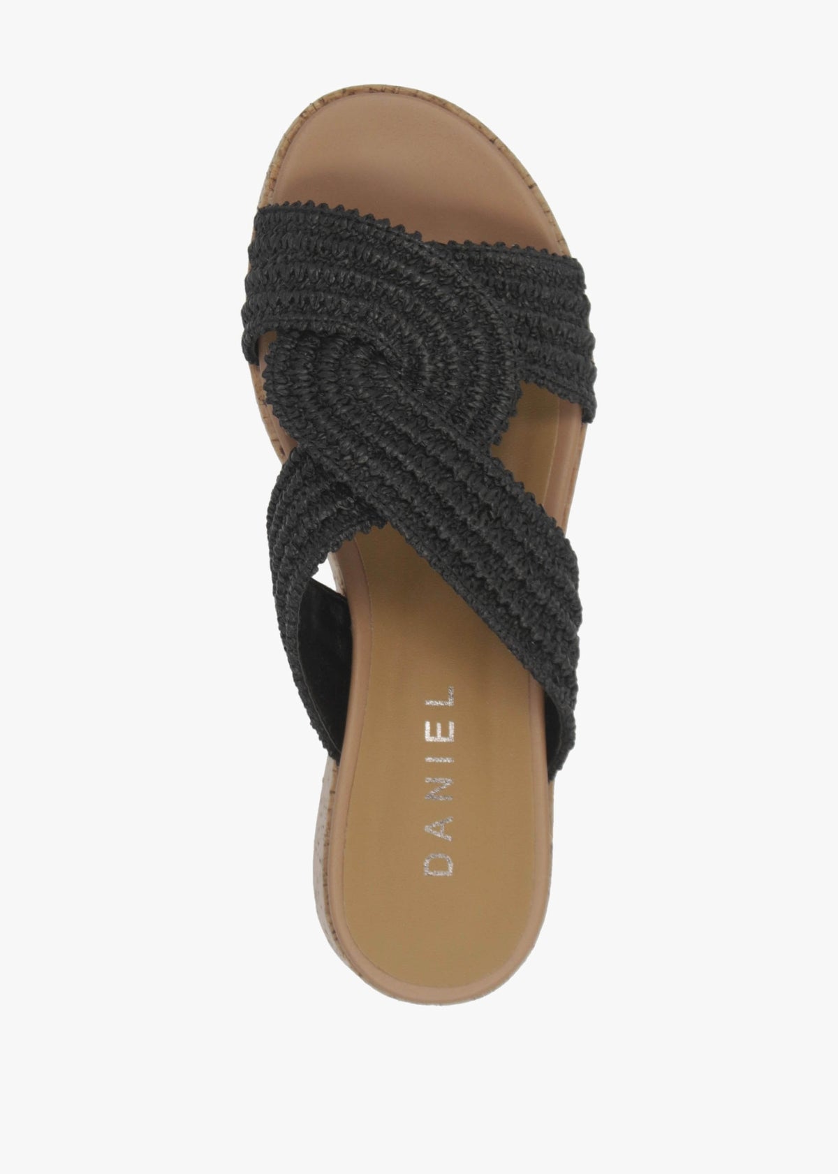 River Black Woven Raffia Flatform Mules