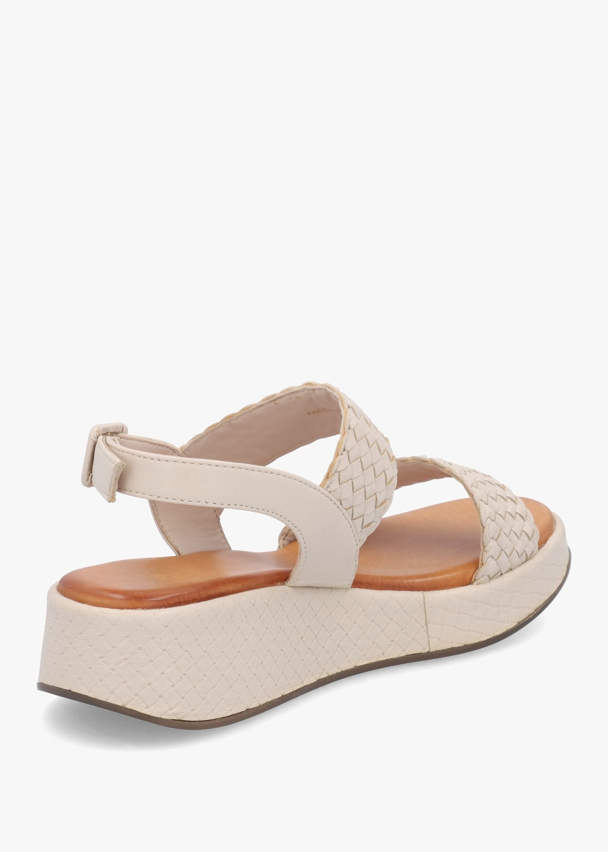 Kaccia Off White Leather Woven Low Wedge Sandals