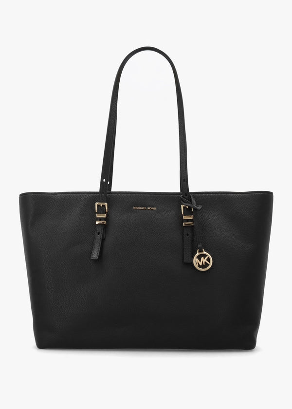 Quinn Large Pebbled Leather Black Tote Bag