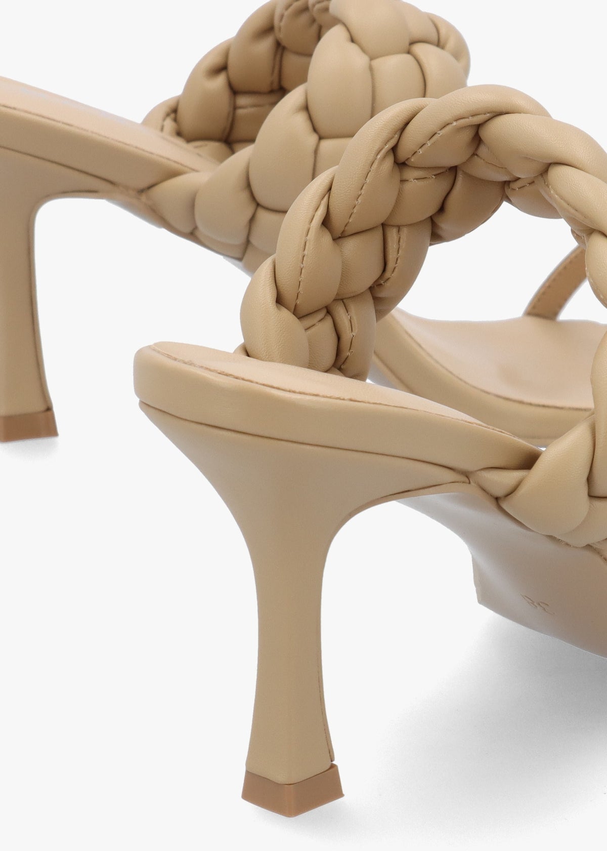 Rose Beige Plaited Two Bar Heeled Sandals