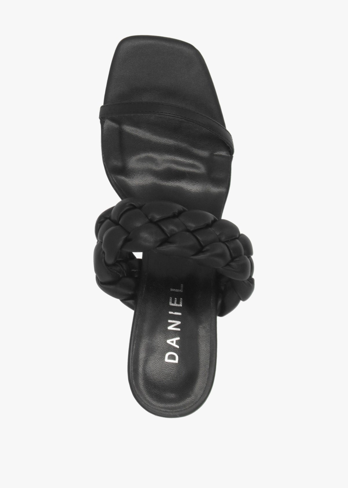 Rose Black Plaited Two Bar Heeled Sandals