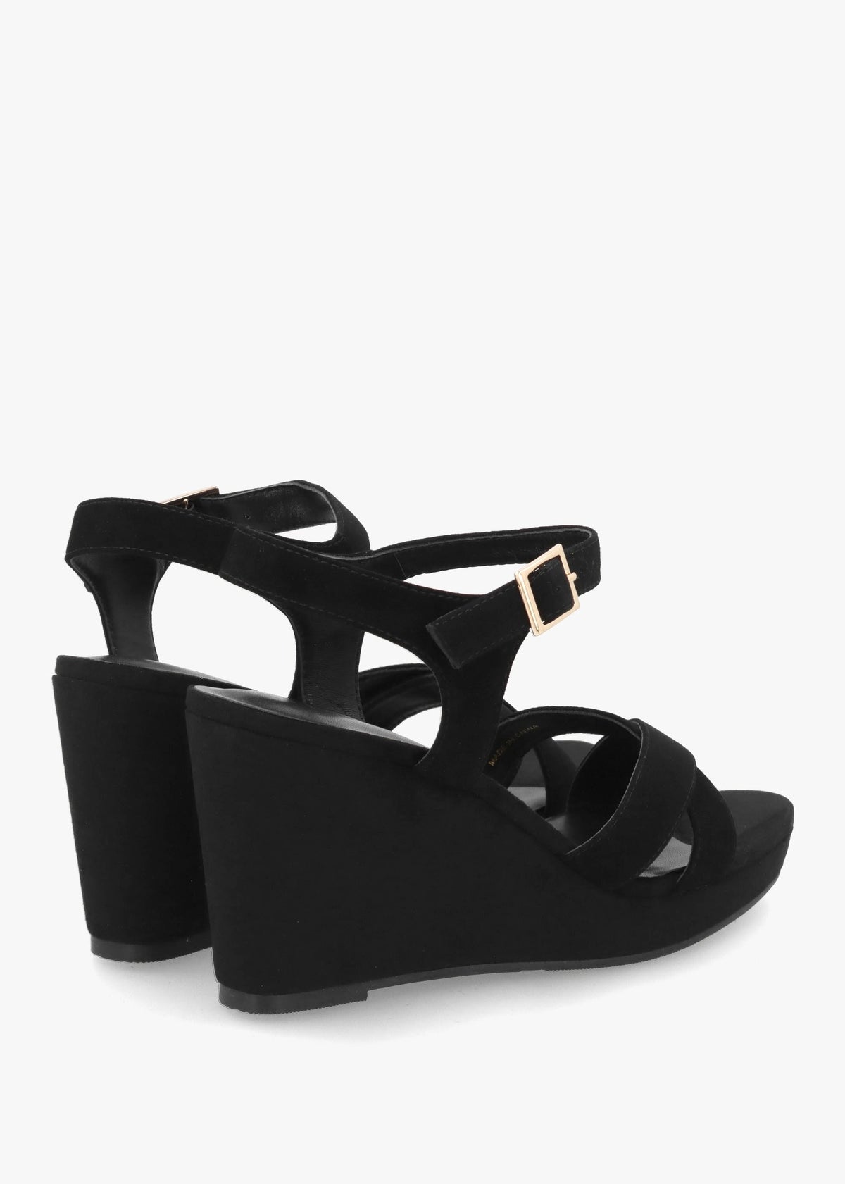 Ruth Black Suede Cross Strap Wedge Sandals