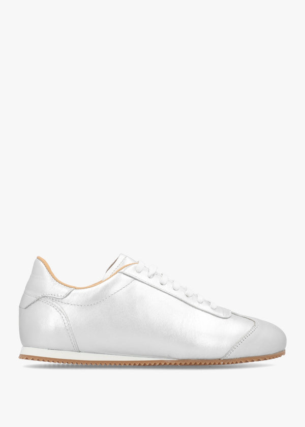 Vantage Silver Metallic Leather Super Low-Profile Trainers