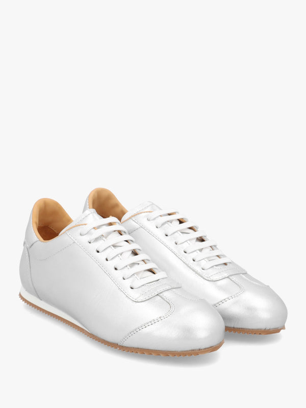 Vantage Silver Metallic Leather Super Low-Profile Trainers
