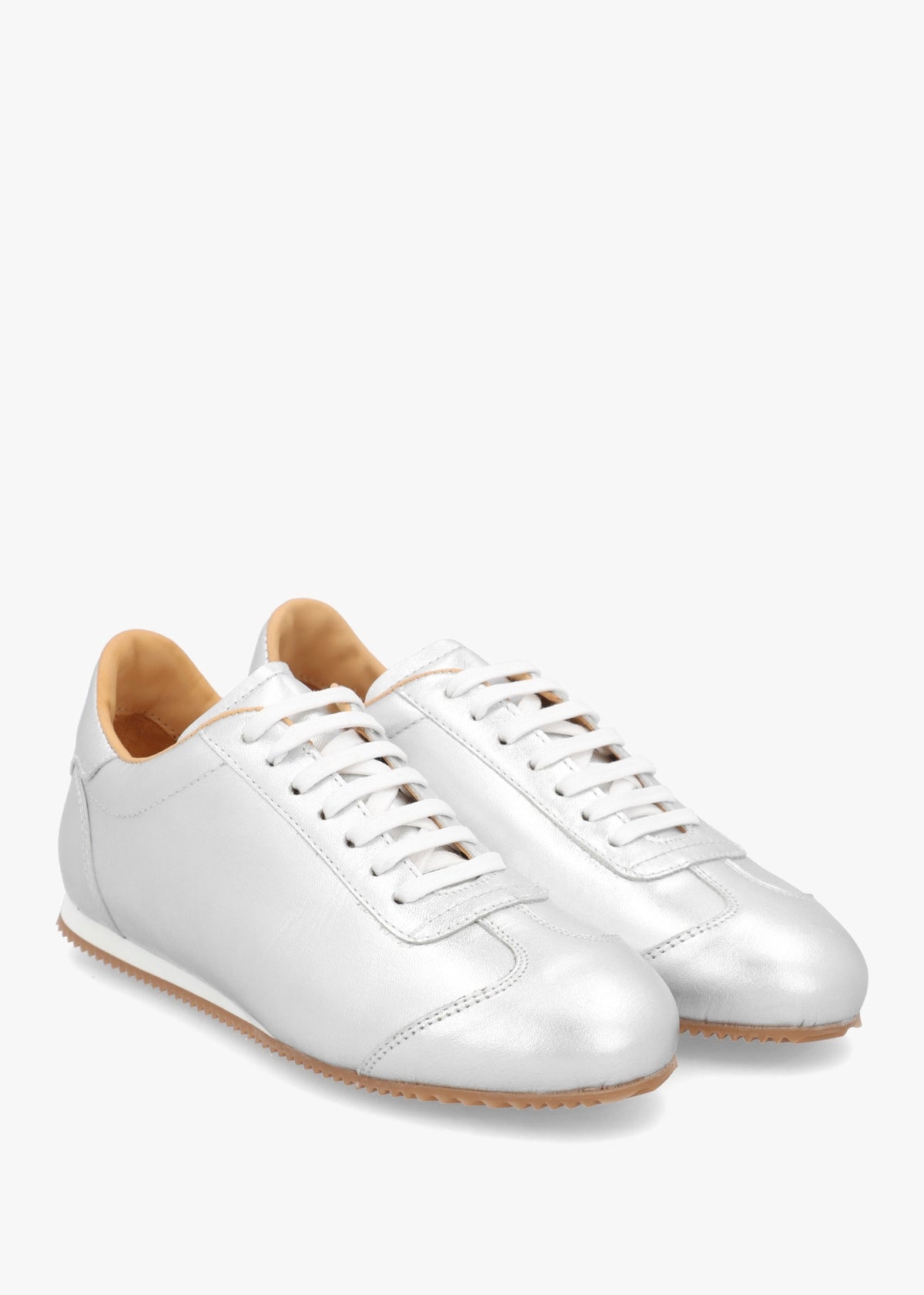 Vantage Silver Metallic Leather Super Low-Profile Trainers