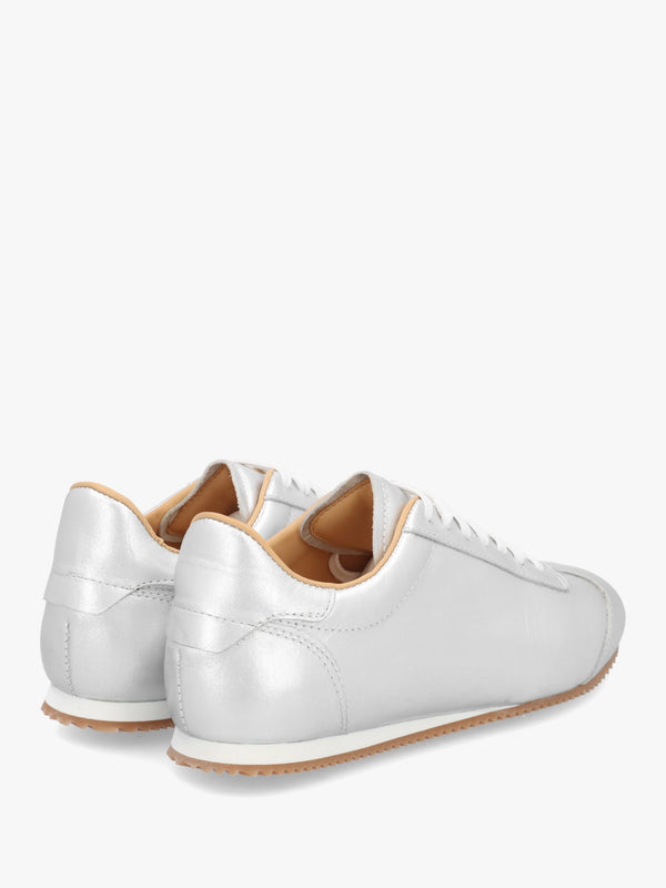 Vantage Silver Metallic Leather Super Low-Profile Trainers