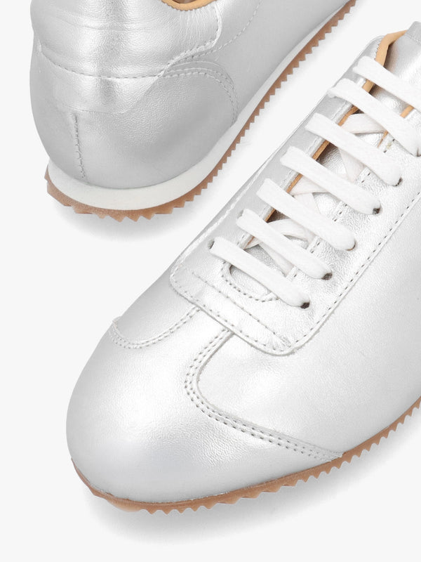 Vantage Silver Metallic Leather Super Low-Profile Trainers