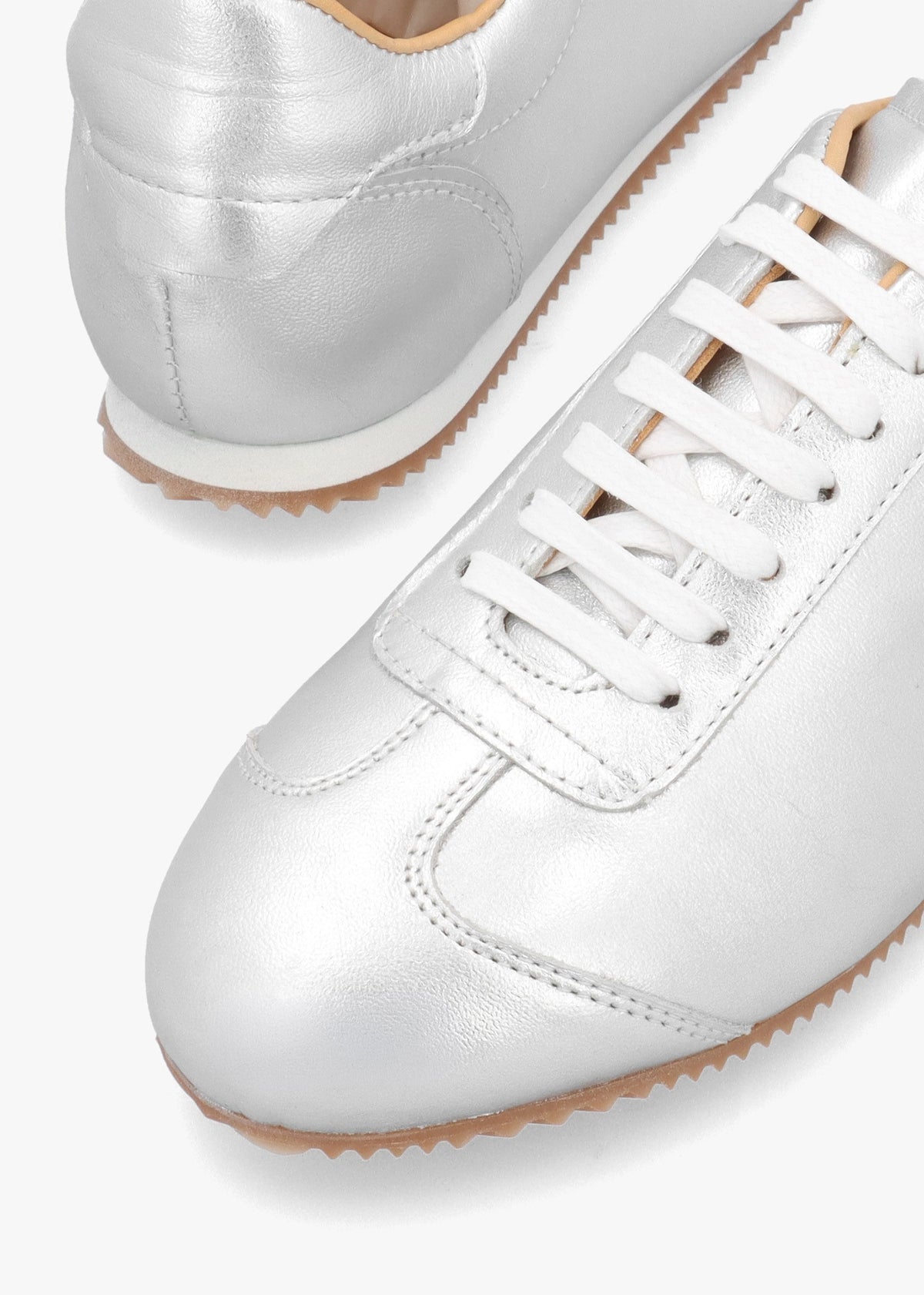 Vantage Silver Metallic Leather Super Low-Profile Trainers