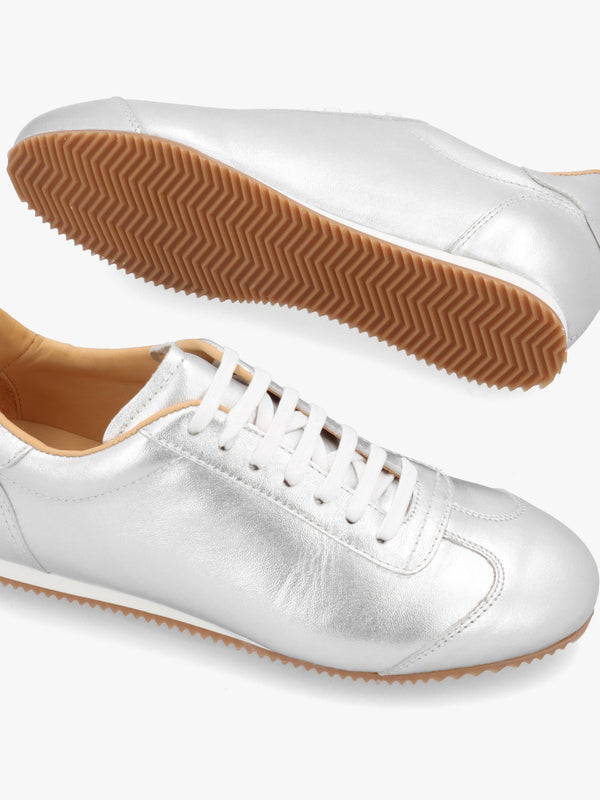 Vantage Silver Metallic Leather Super Low-Profile Trainers