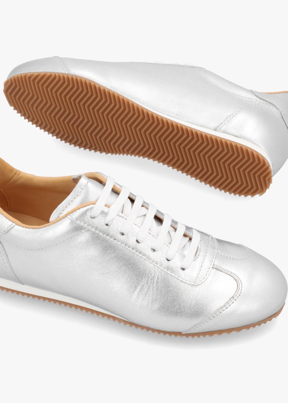 Vantage Silver Metallic Leather Super Low-Profile Trainers