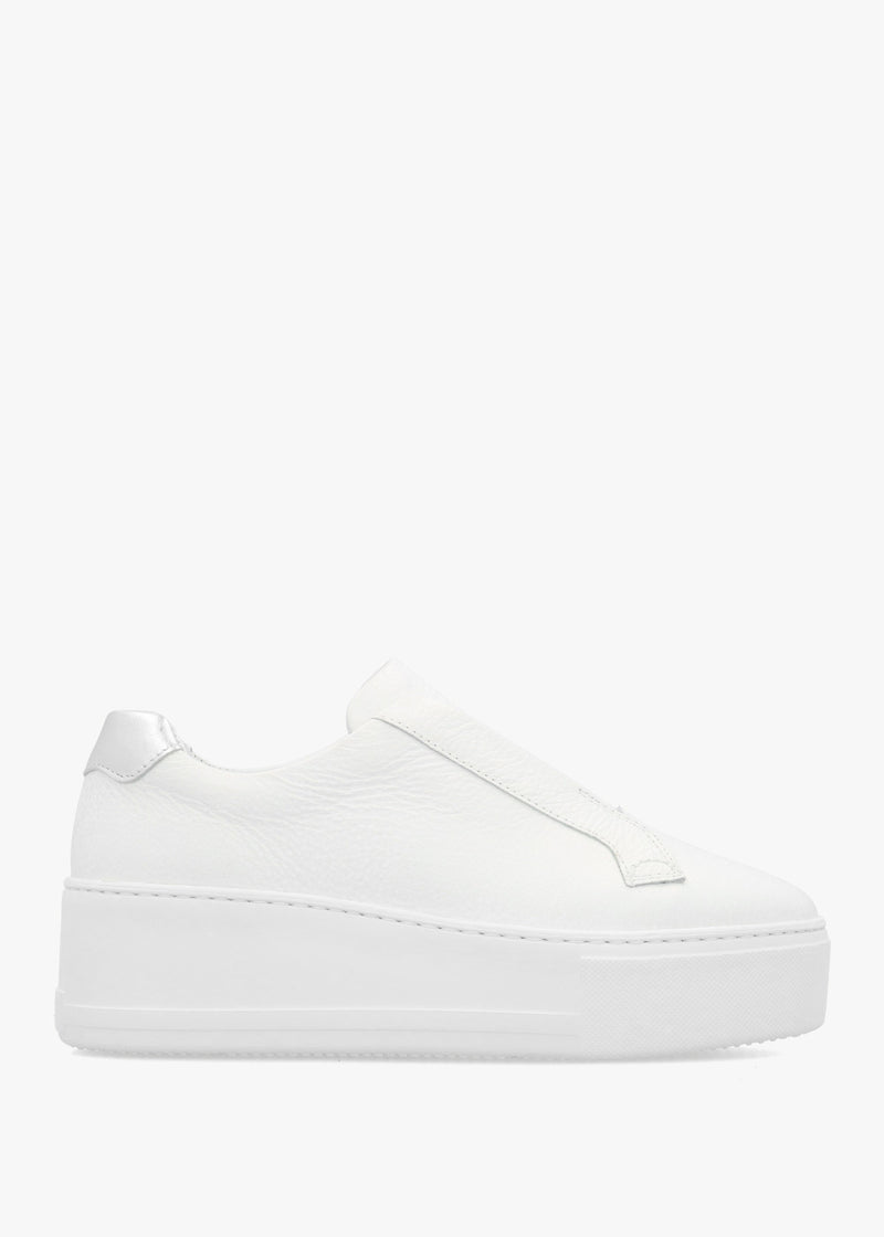 Vred White & Silver Leather Flatform Trainers