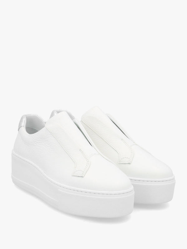 Vred White & Silver Leather Flatform Trainers