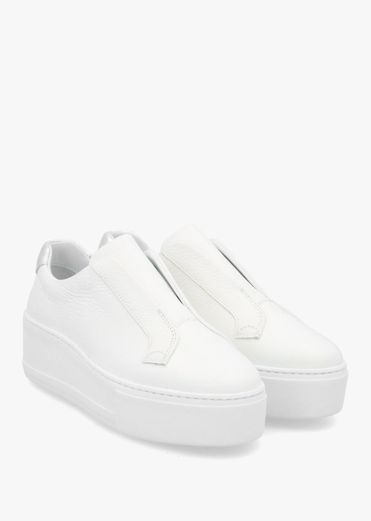 Vred White & Silver Leather Flatform Trainers