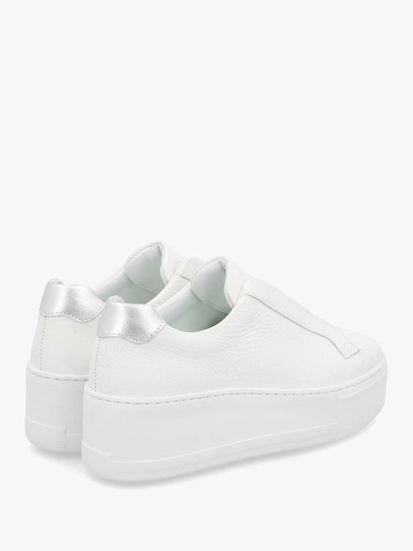 Vred White & Silver Leather Flatform Trainers