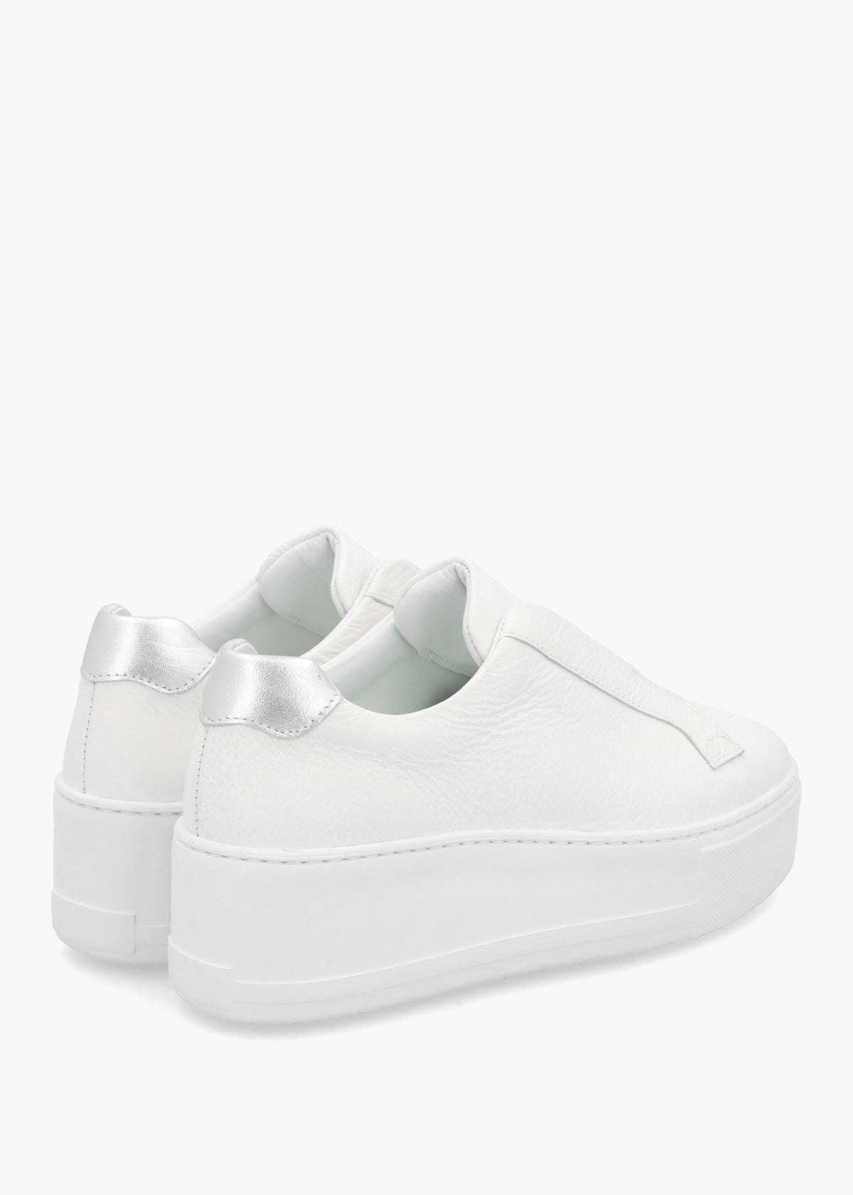 Vred White & Silver Leather Flatform Trainers