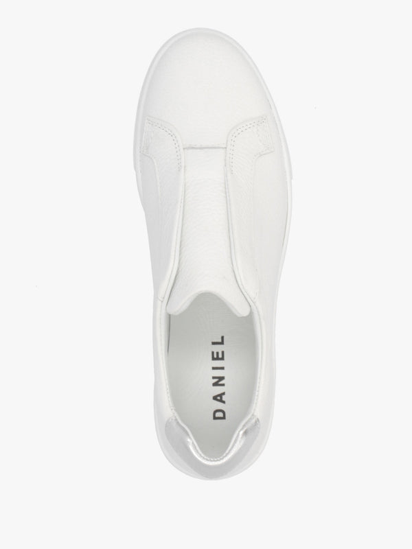 Vred White & Silver Leather Flatform Trainers