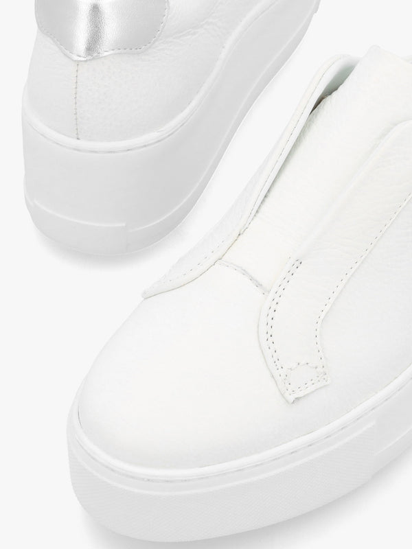 Vred White & Silver Leather Flatform Trainers