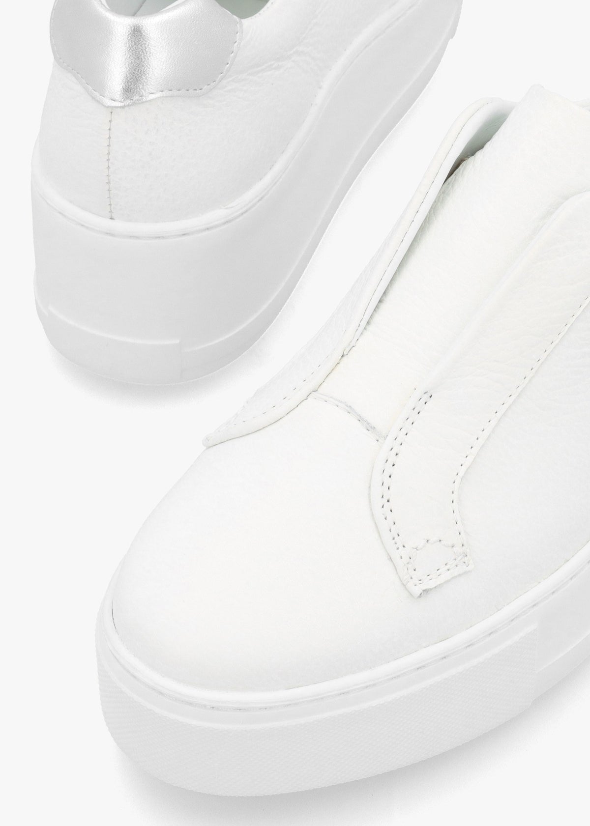 Vred White & Silver Leather Flatform Trainers