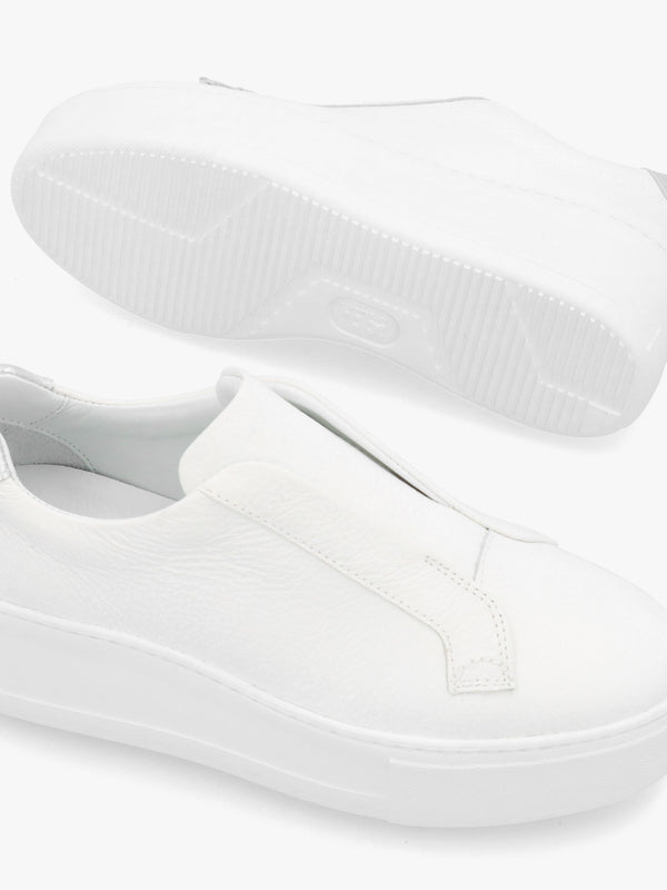 Vred White & Silver Leather Flatform Trainers