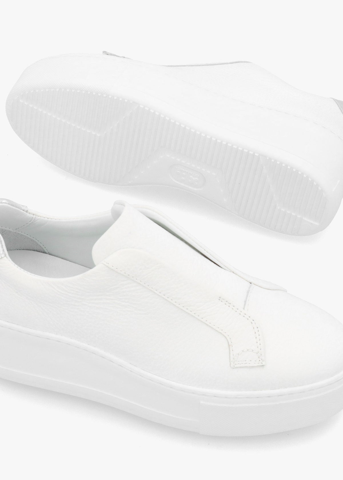 Vred White & Silver Leather Flatform Trainers