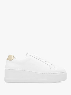 Vircus White & Gold Leather Flatform Trainers