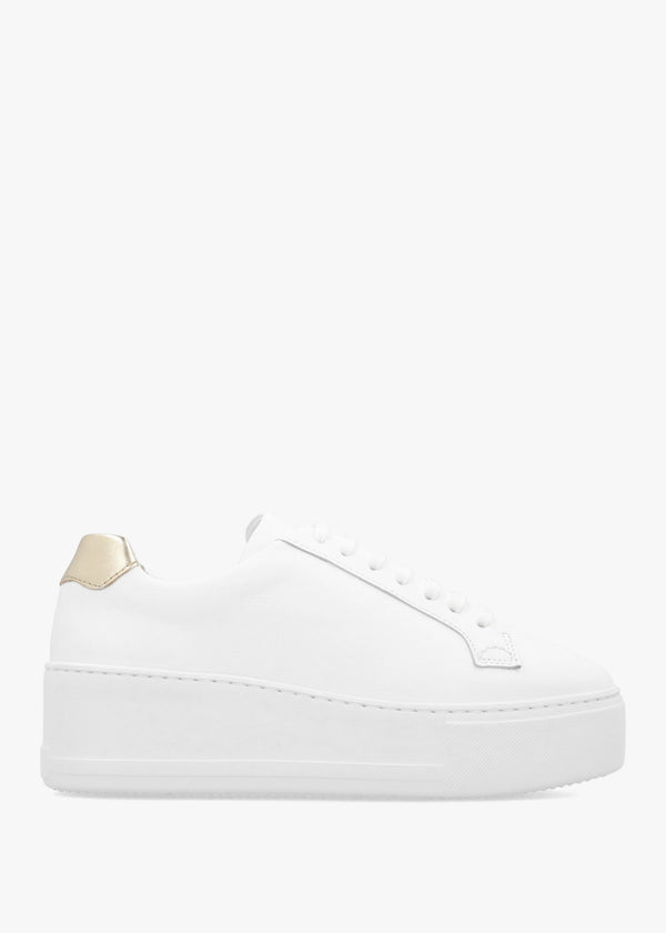Vircus White & Gold Leather Flatform Trainers