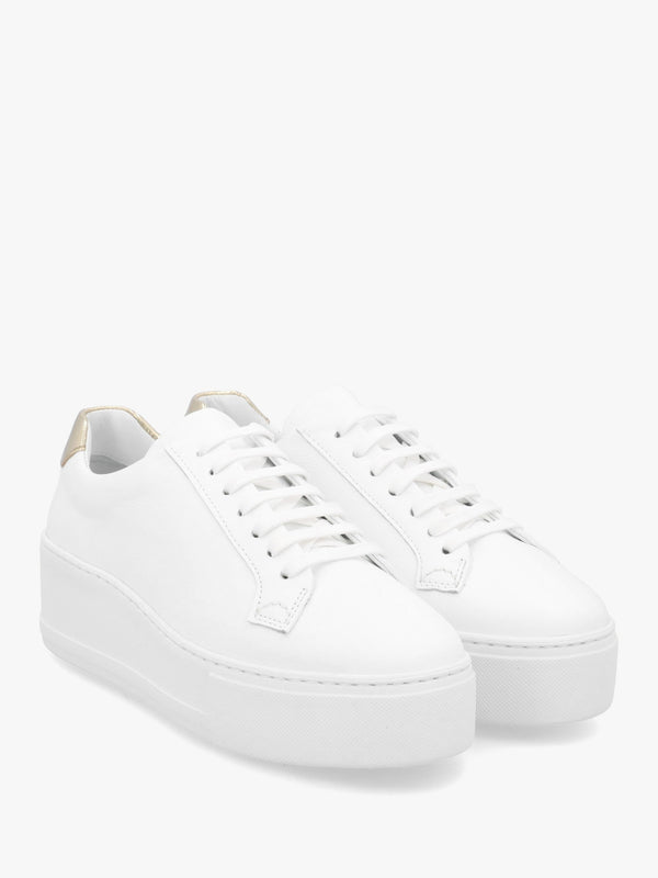 Vircus White & Gold Leather Flatform Trainers