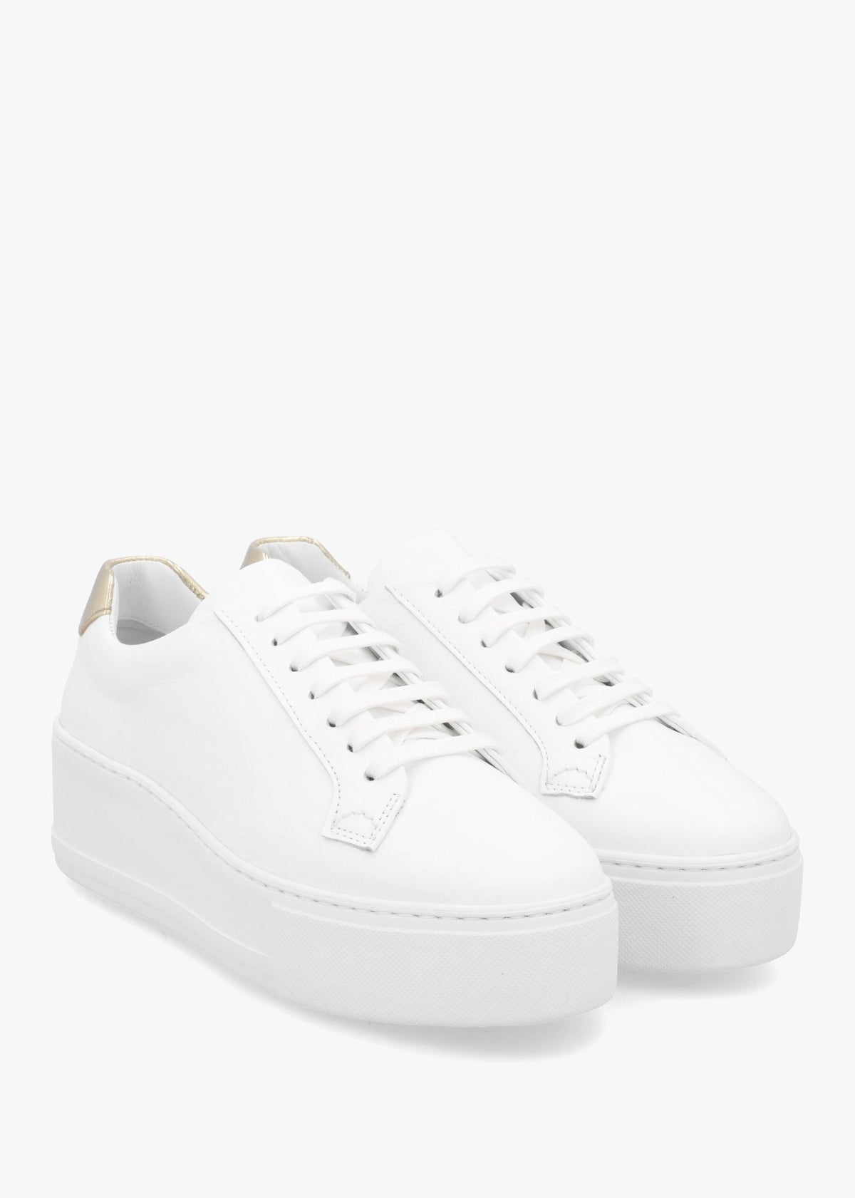 Vircus White & Gold Leather Flatform Trainers
