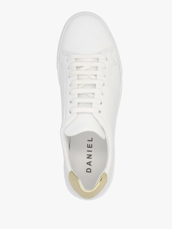 Vircus White & Gold Leather Flatform Trainers