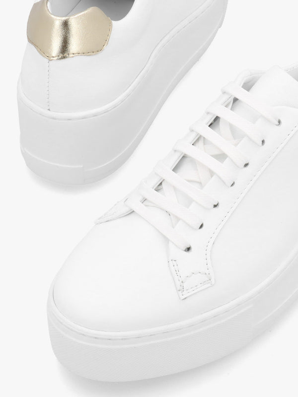 Vircus White & Gold Leather Flatform Trainers