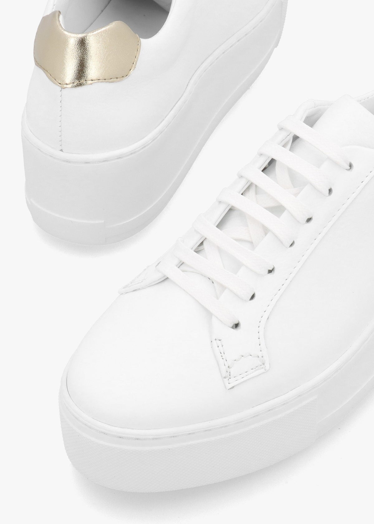 Vircus White & Gold Leather Flatform Trainers