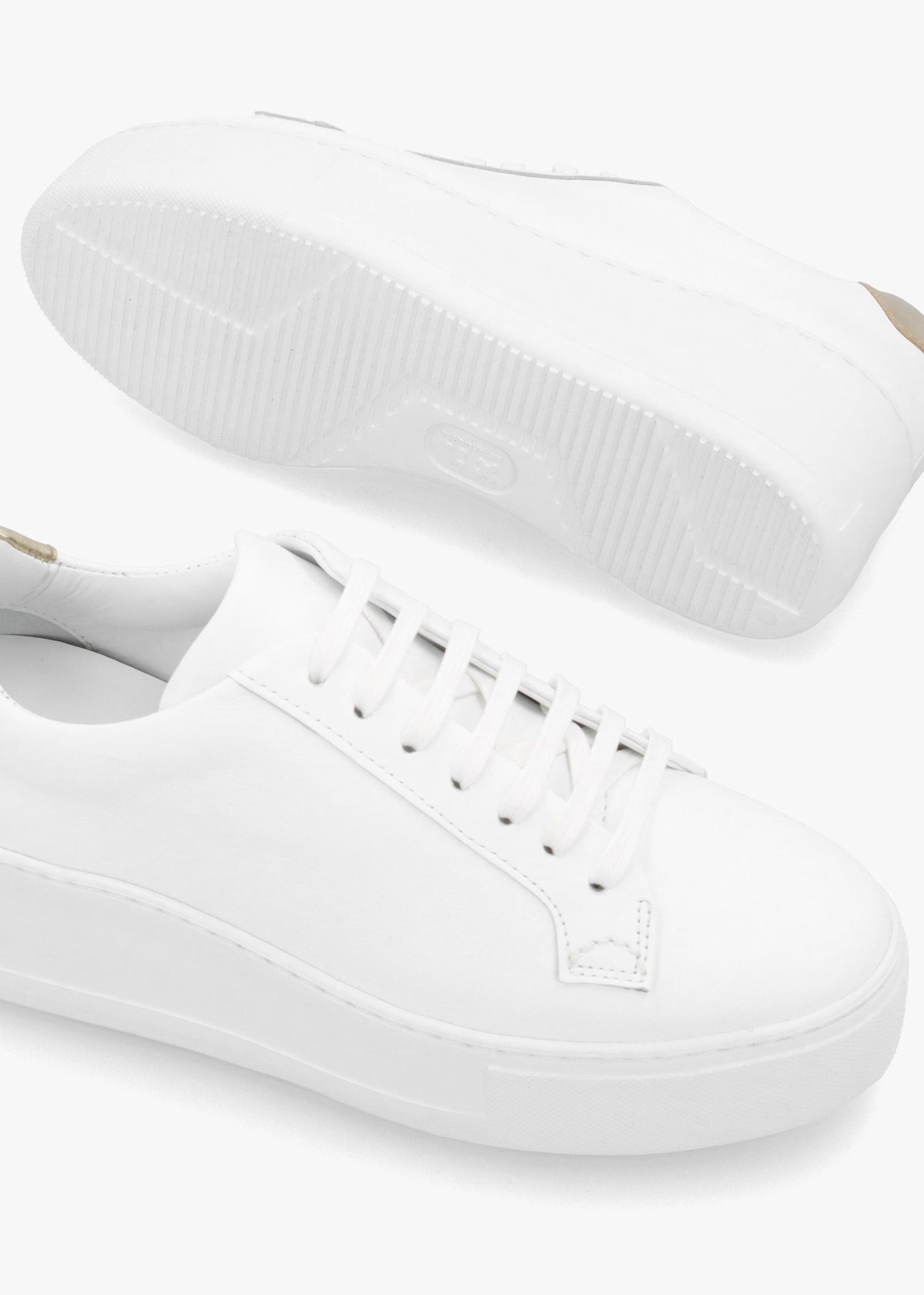 Vircus White & Gold Leather Flatform Trainers