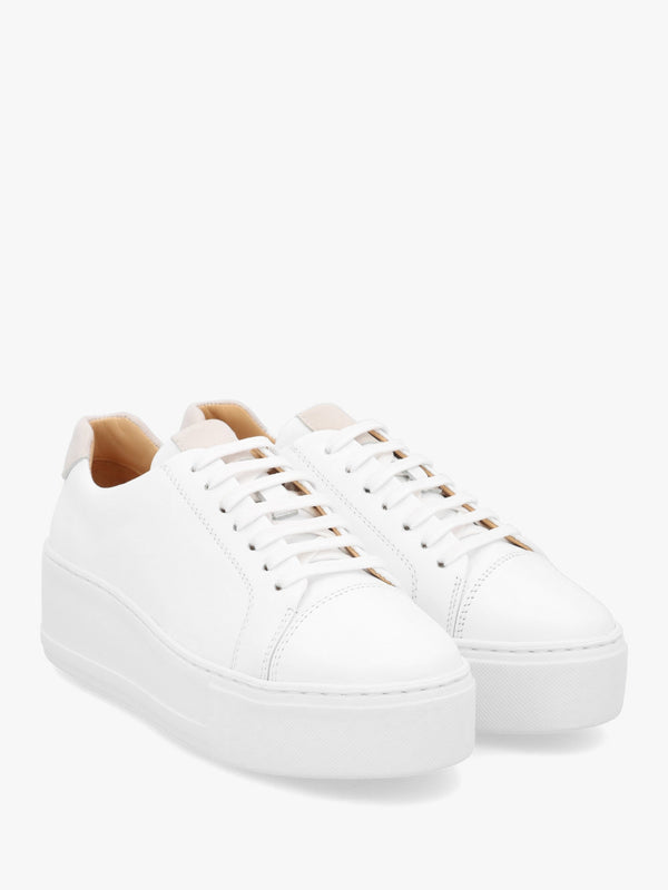 Verve White Leather Flatform Trainers