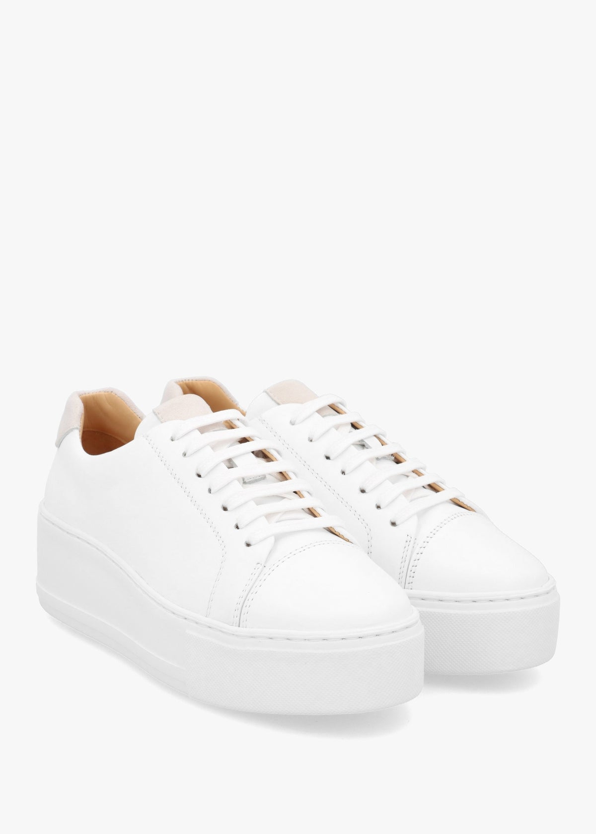 Verve White Leather Flatform Trainers