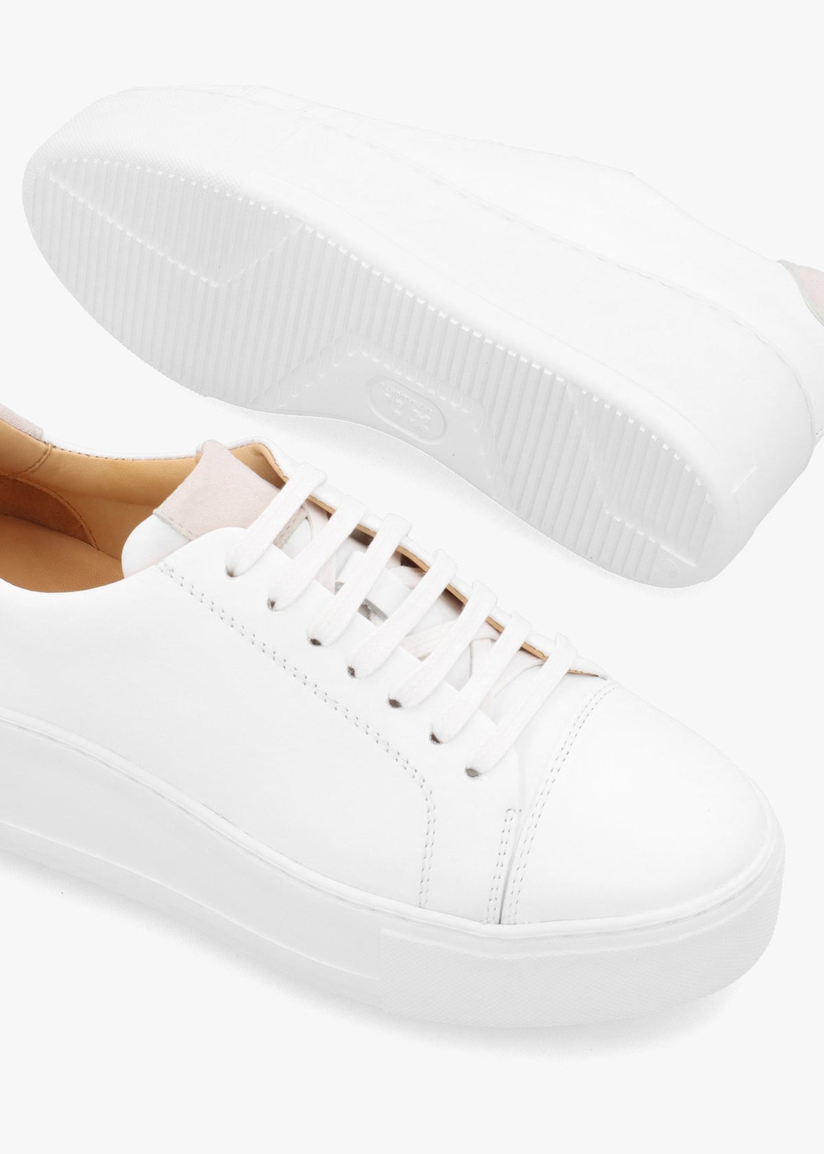 Verve White Leather Flatform Trainers
