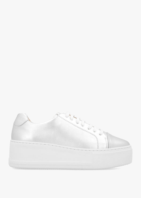 Verve Silver Leather Flatform Trainers