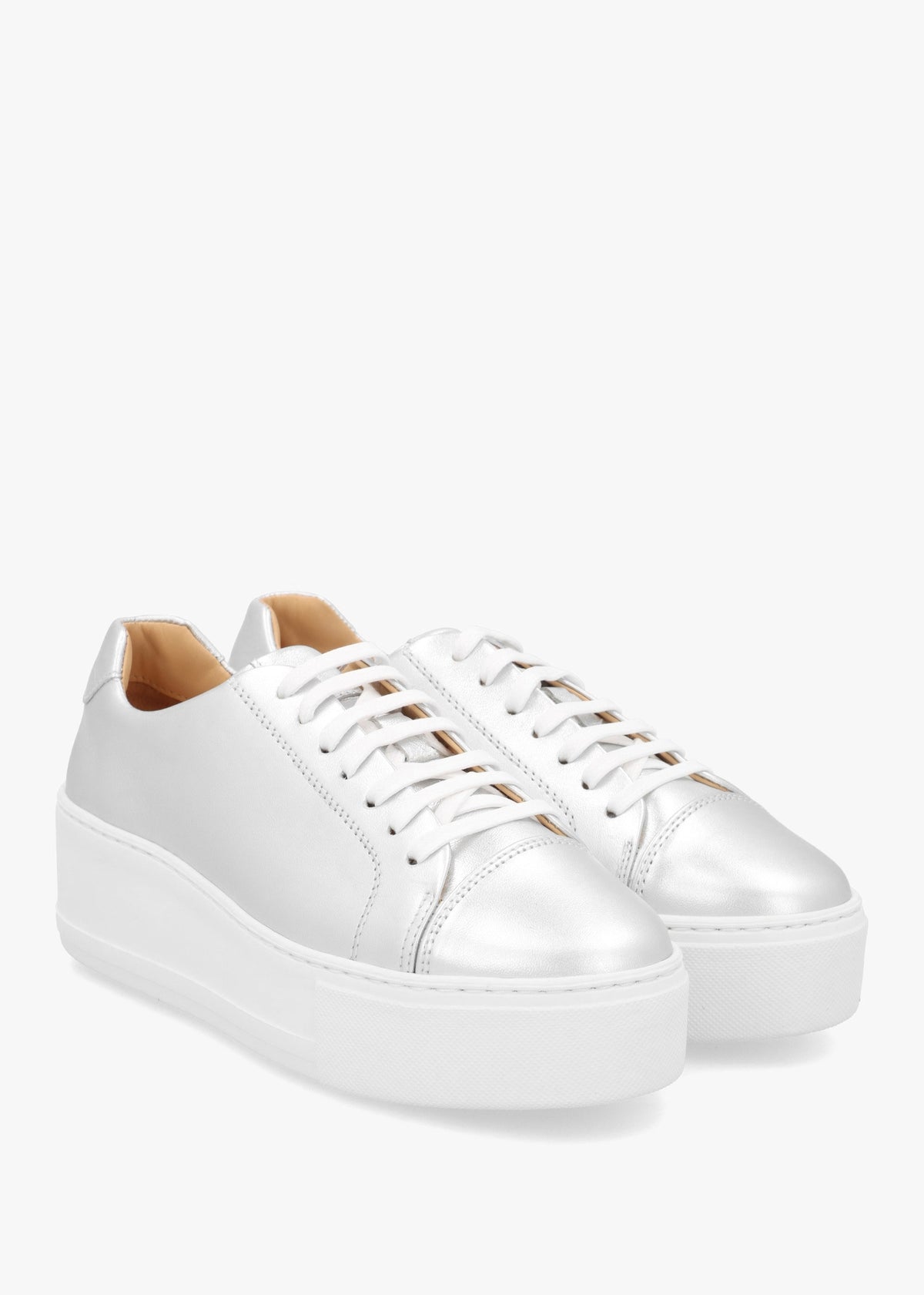 Verve Silver Leather Flatform Trainers